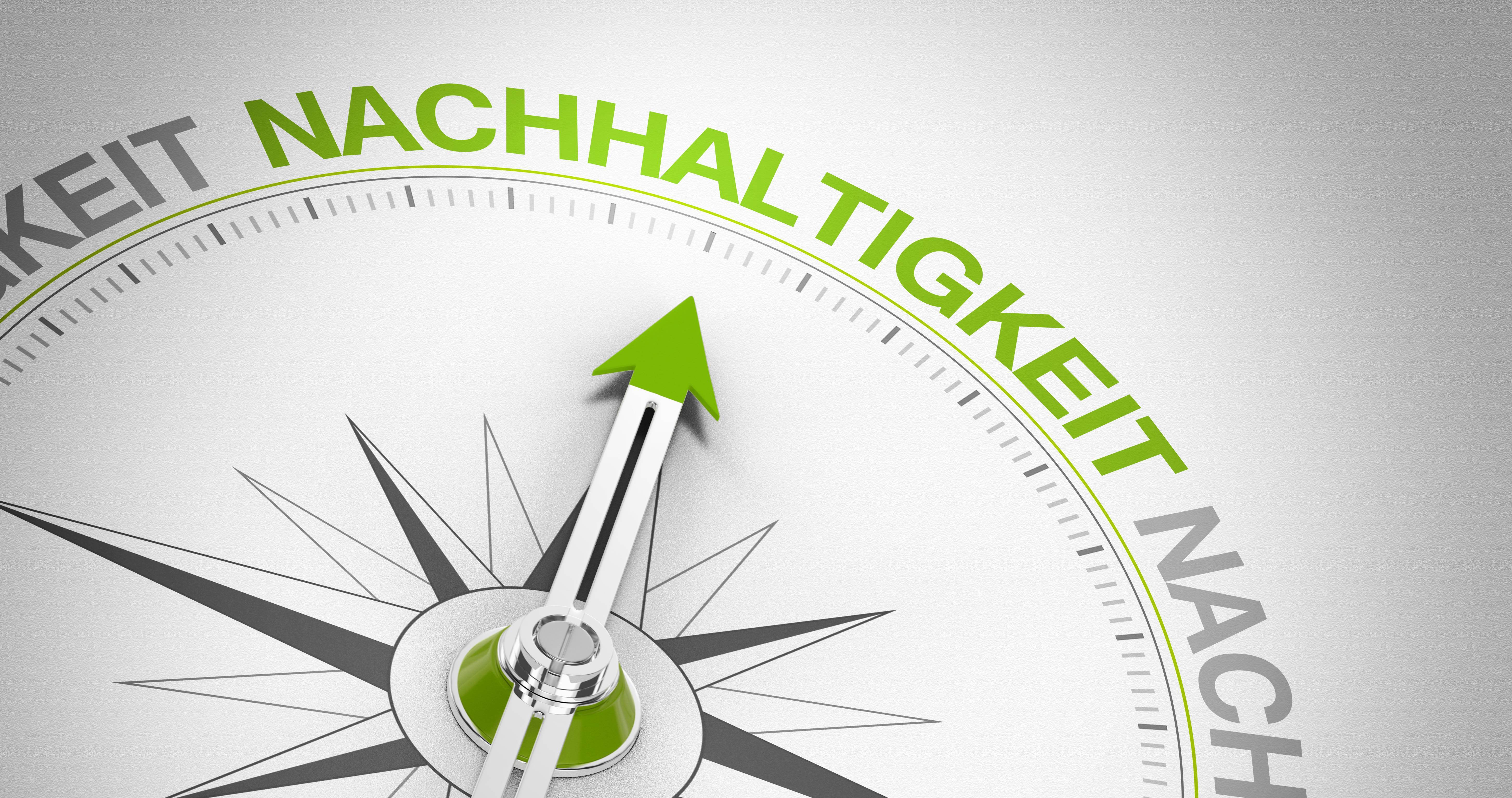 Bildnachweis: stock.adobe.com/Coloures-Pic Eine Kompassnadel zeigt auf einen grünen Schriftzug "Nachhaltigkeit". Bildnachweis: stock.adobe.com/Coloures-Pic